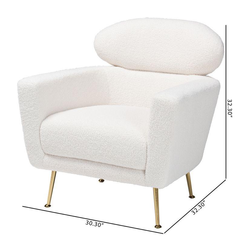 Baxton Studio Fantasia Modern and Contemporary Ivory Boucle Upholstered and Gold Metal Armchair