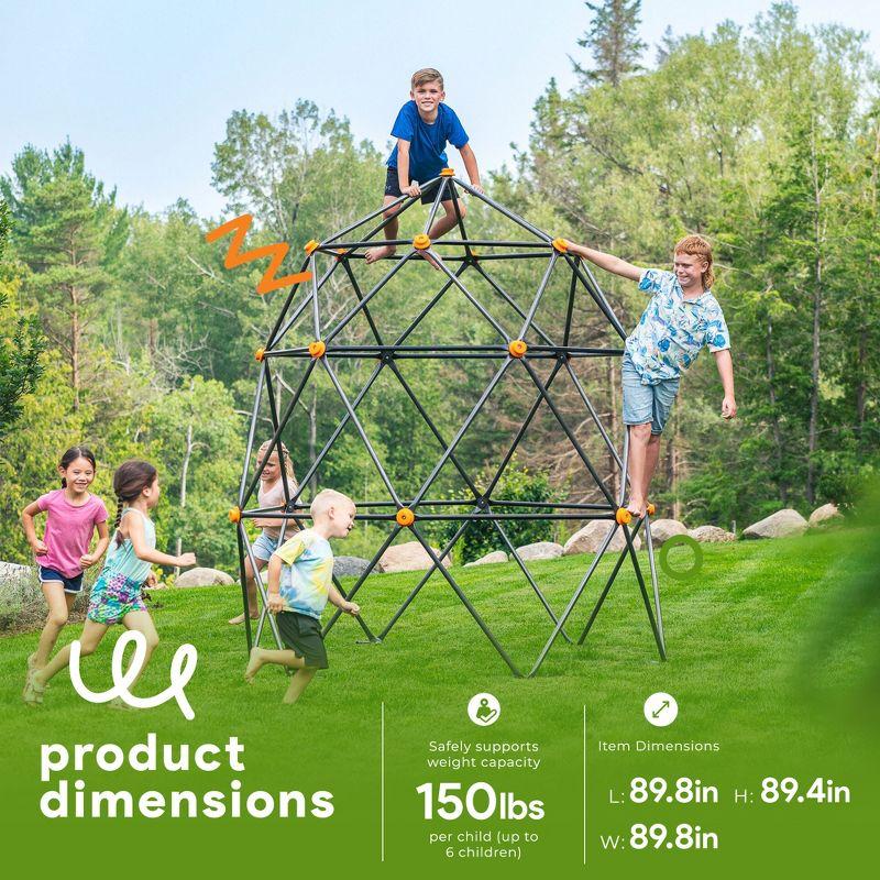 gobaplay Large Powder Coated Steel Geometric Climbing Dome with 3 Sleek Anchors and 150 Pound Weight Capacity for Kids 3 to 10 Years Old