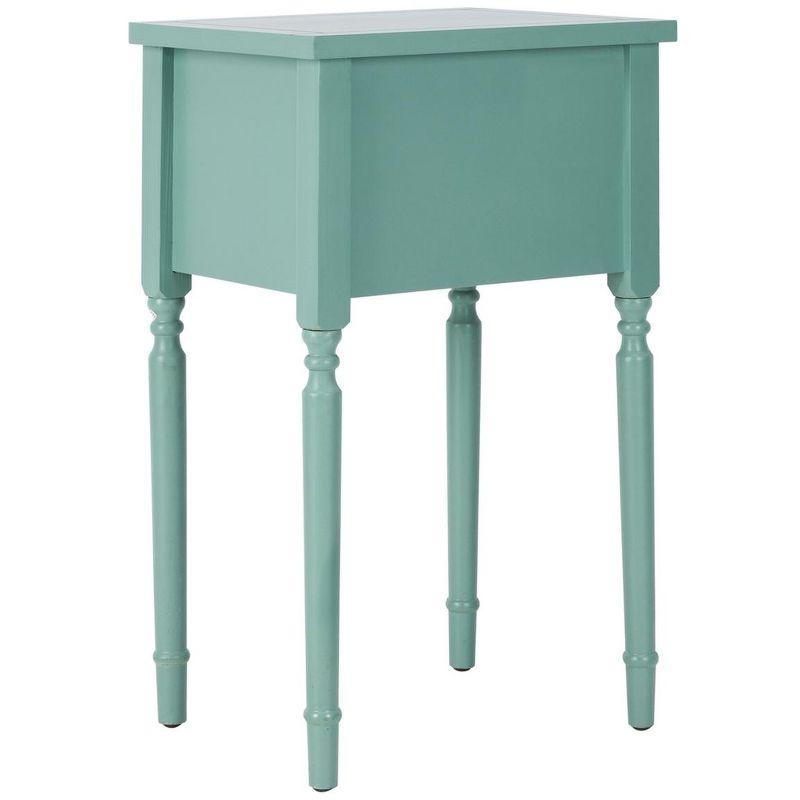 Dusty Green Transitional Poplar Wood End Table with Storage