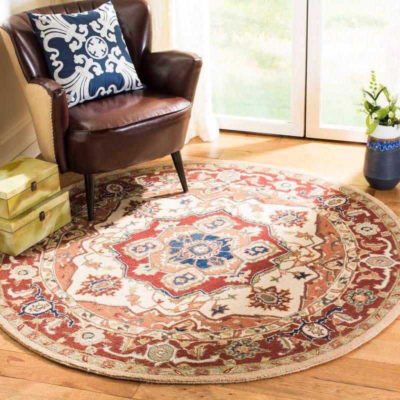 Chelsea HK709 Hand Hooked Area Rug - Red/Ivory - 8' round - Safavieh.