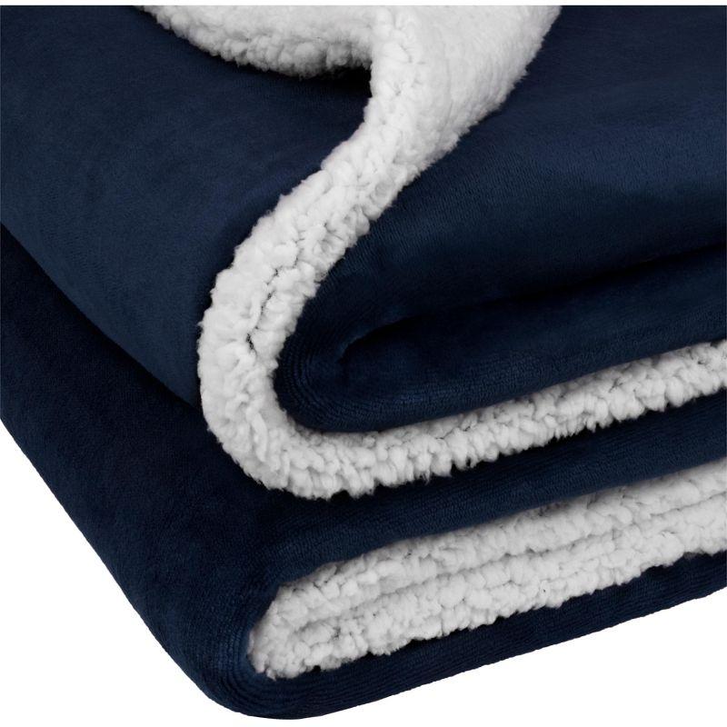 PAVILIA Premium Faux Shearling Fleece Throw Blanket for Bed, Reversible Warm Blanket for Couch Sofa