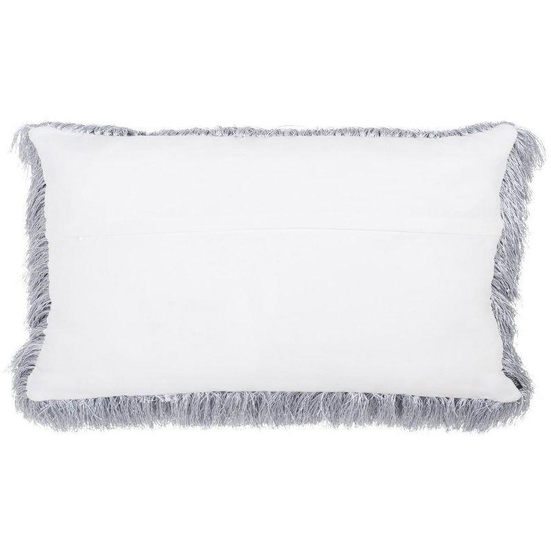 Silver Shag Rectangular Indoor/Outdoor Decorative Pillow