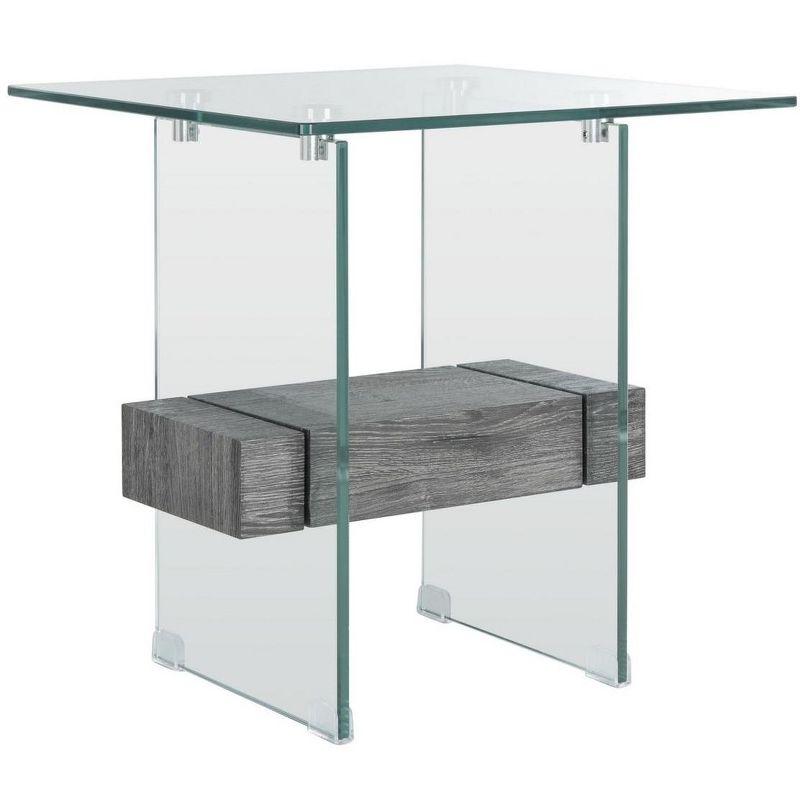 Kayley Accent Table - Glass/Black Oak Shelf - Safavieh.