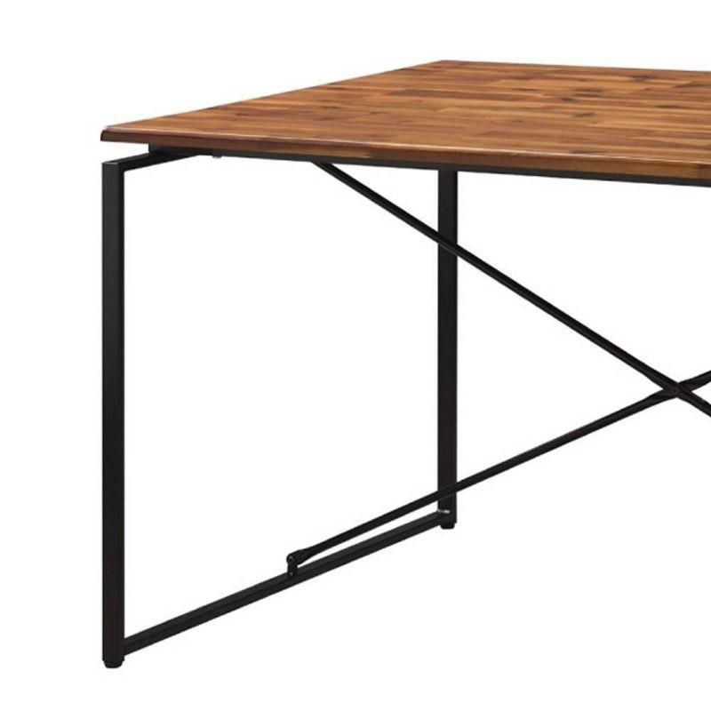 48" Jurgen Dining Table Oak/Black - Acme Furniture: Metal Sled Base, PU Padded Seats