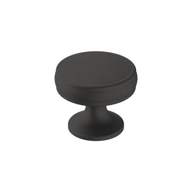 Matte Black Zinc Alloy Traditional Cabinet Knob, 1-1/4 Inch Diameter