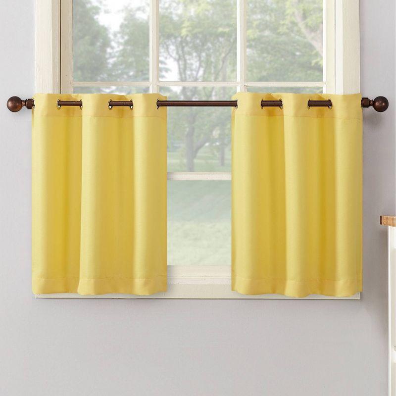 2pc No. 918 Semi-Sheer Montego Casual Textured Grommet Kitchen Curtain Tier Pair