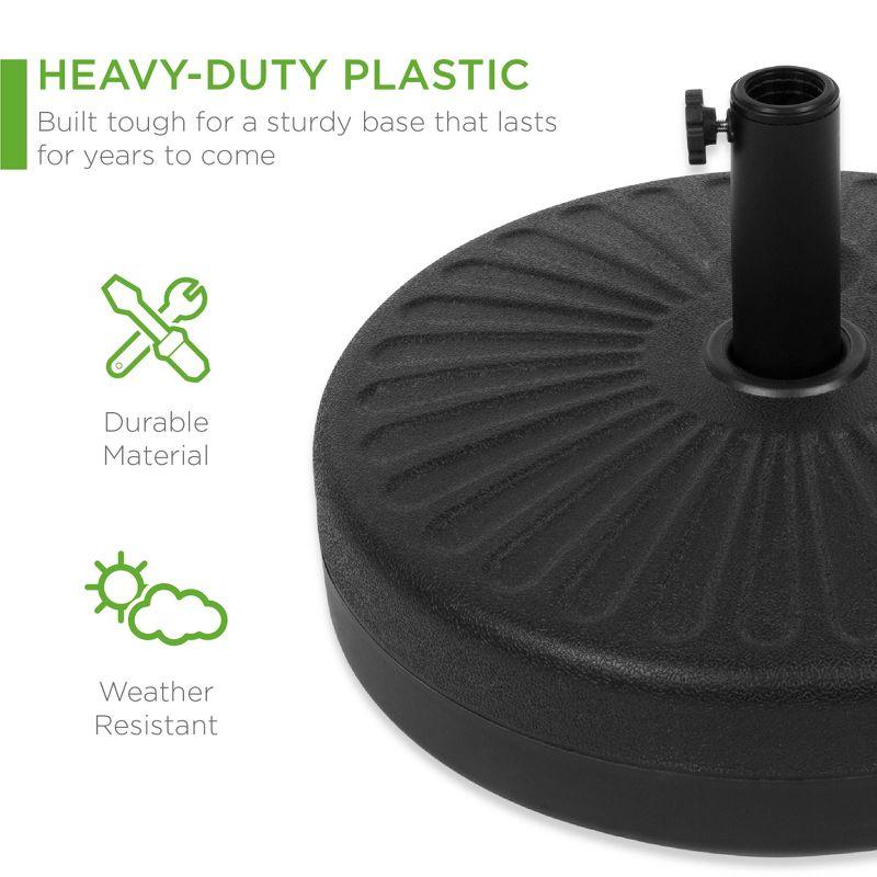 Black Fillable Plastic Patio Umbrella Base Stand with Metal Pole Holder