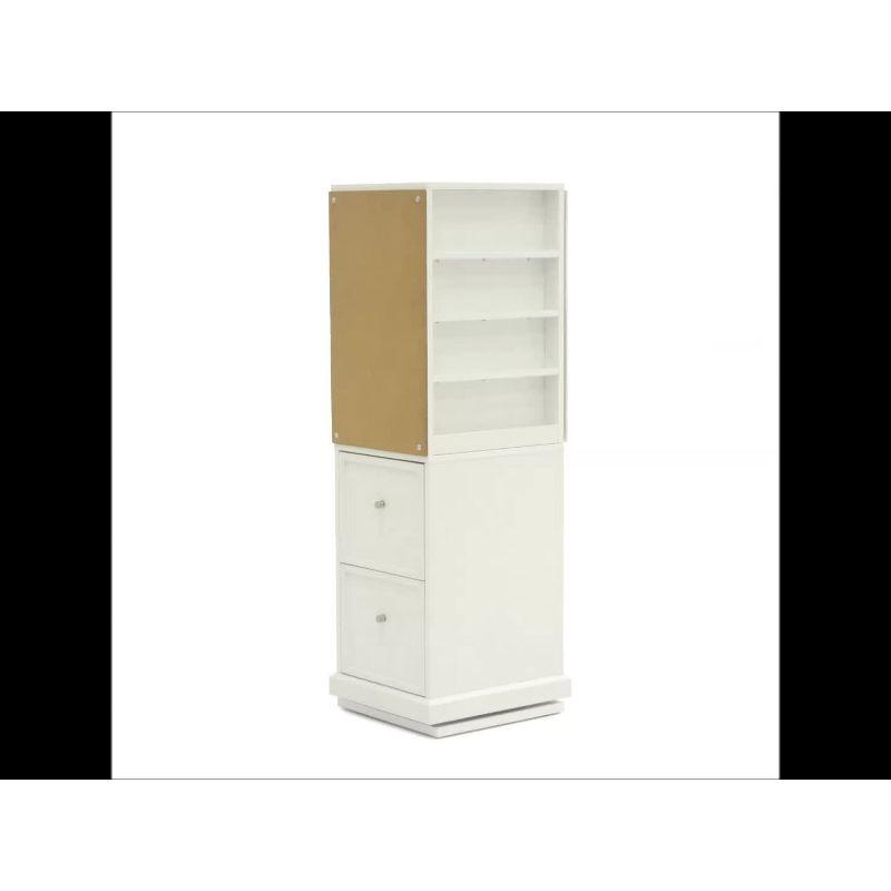 White Particle Board Craft Tower with Swivel Base and Storage