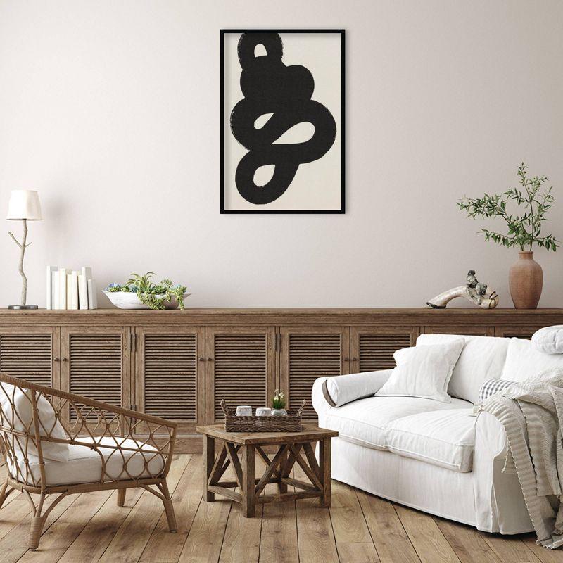 28" x 41" Black and White Abstract Wood Framed Wall Art