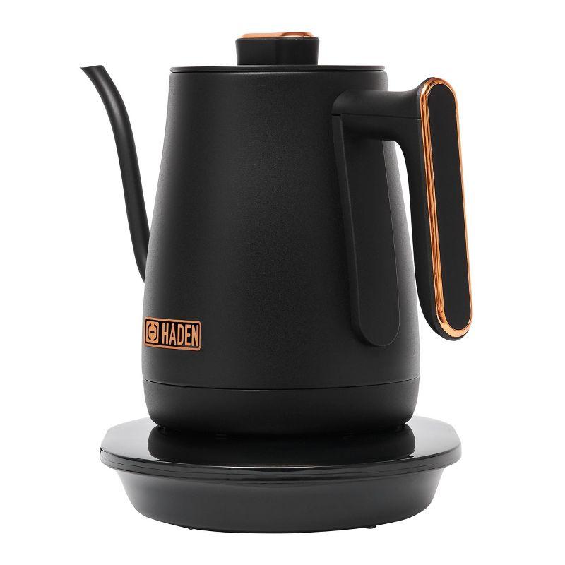 Haden Gooseneck 0.6L Pour Over Cordless Digital Stainless Steel Electric Kettle Black/Copper: 1200W, 1 Year Warranty