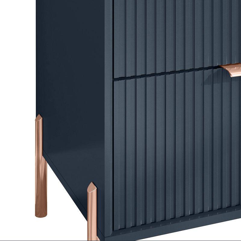 Festivo 3 Drawer Nightstand Navy: Scandinavian Modern Style, MDF Construction, Storage Solution with Anti-Tip Hardware