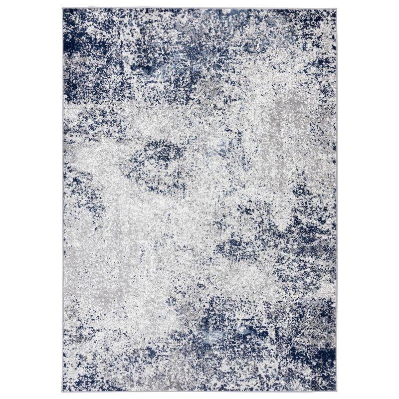 Blue and Gray Abstract 5' x 7' Synthetic Area Rug