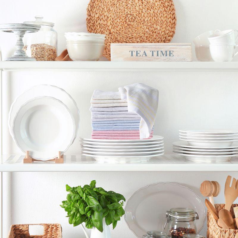 Kitchen Dish Cloth-Set of 16- 12.5x12.5-100% Cotton Wash Cloths-4 Colors of Modern Farmhouse Multi Stripes-Dishcloths for Cleaning by Lavish Home