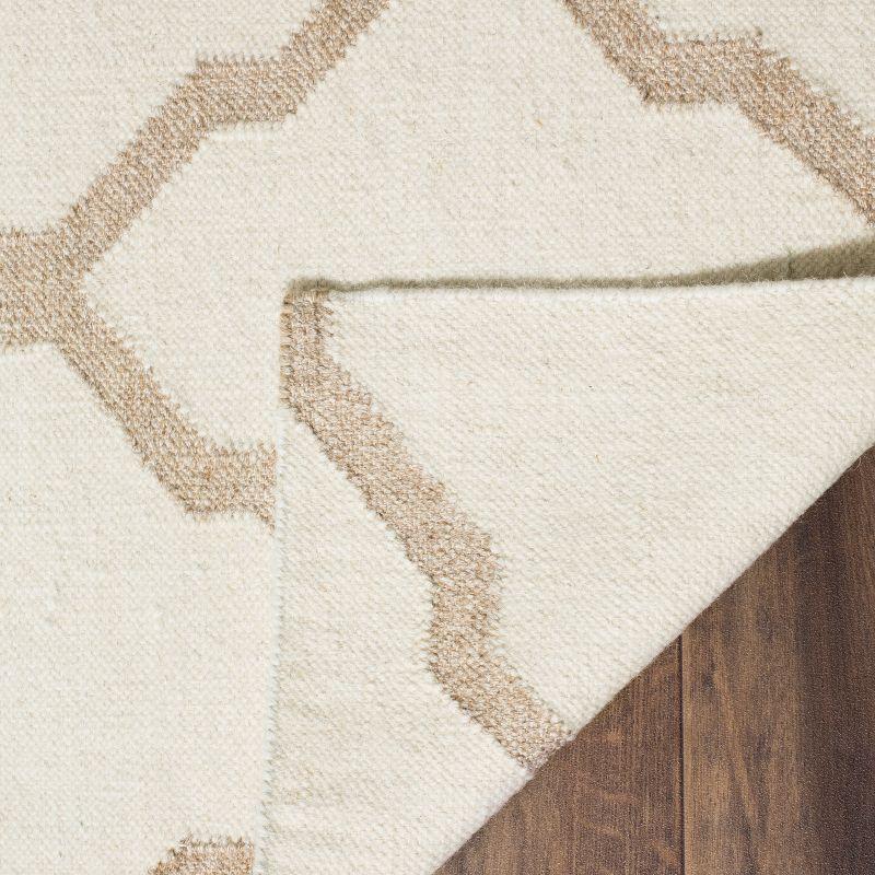 Ivory and Camel Handwoven Wool Flat Weave Area Rug