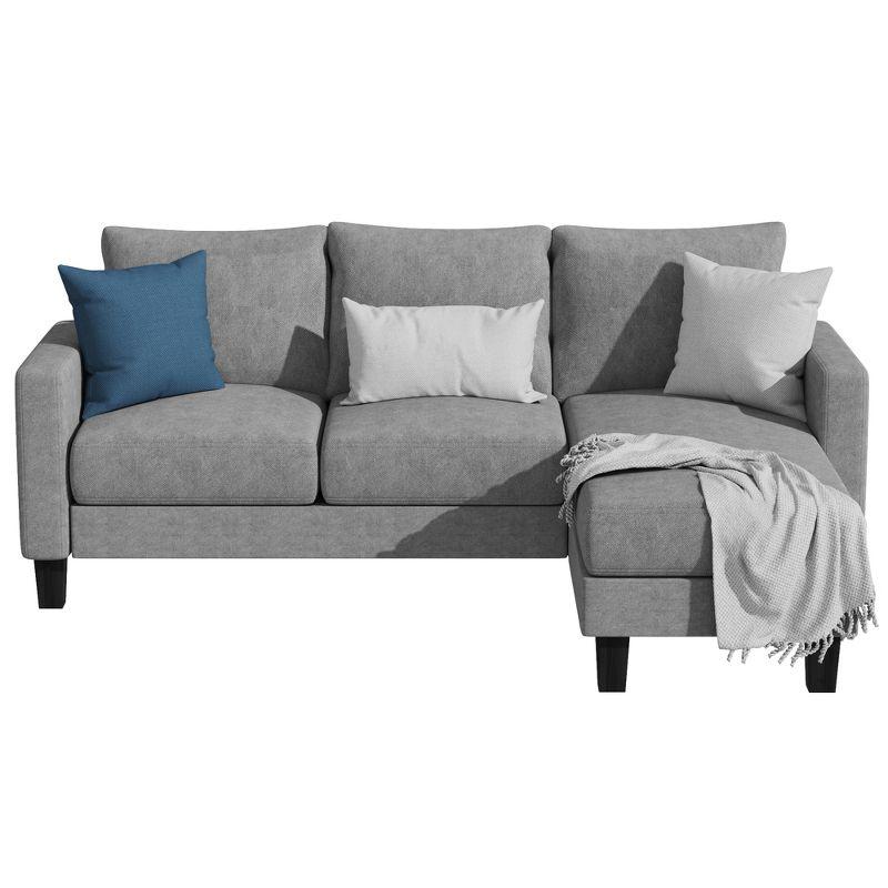 Gray L-Shaped Sectional Sofa with Removable Cushions