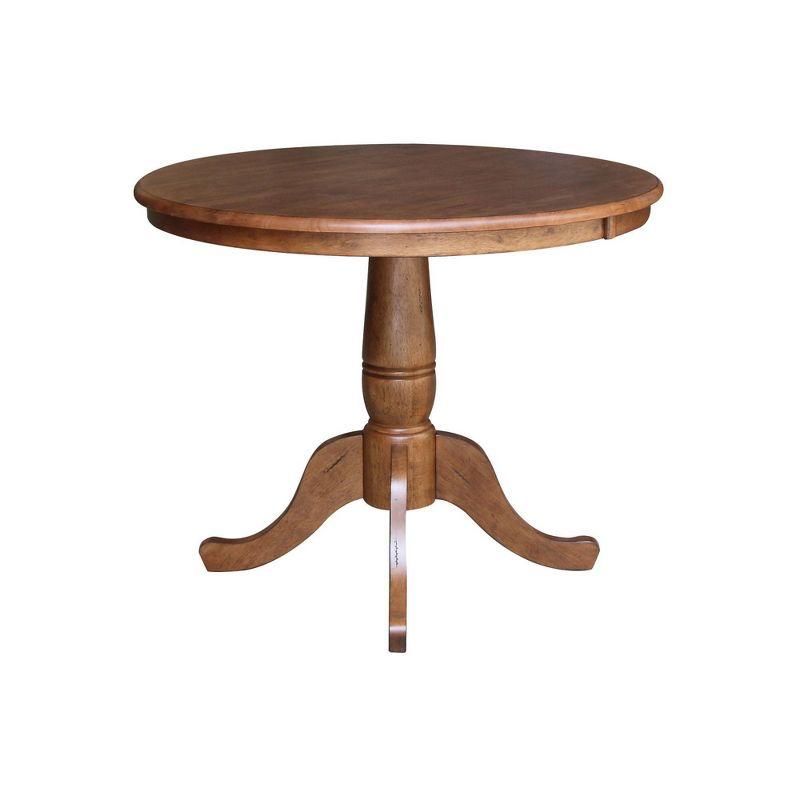 Elegant Distressed Oak Round Pedestal Dining Table, 39"