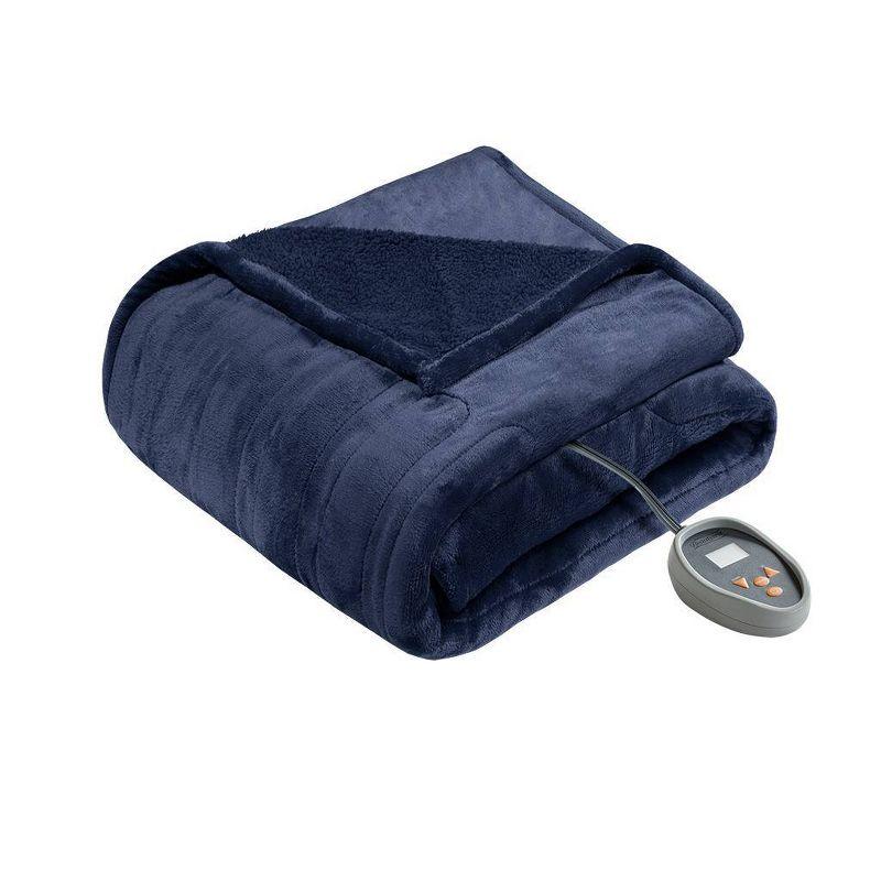 Beautyrest Heated Oversized Microlight to Berber Blanket