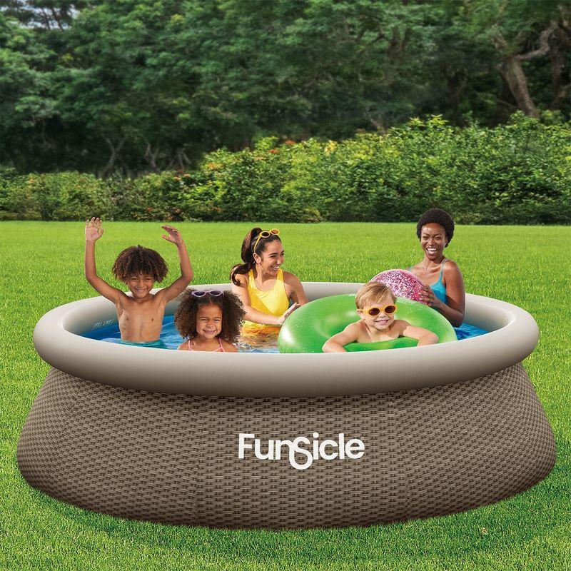 Funsicle QuickSet Round Inflatable Ring Top Outdoor Above Ground Swimming Pool Set with Pump and Cartridge Filter, Brown Triple Basketweave