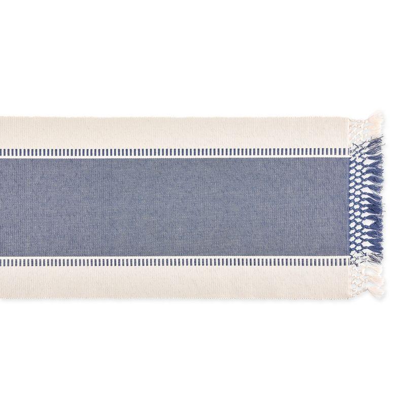 Design Imports  Ribbed Dobby Stripe Table Runner, French Blue, 13X108"