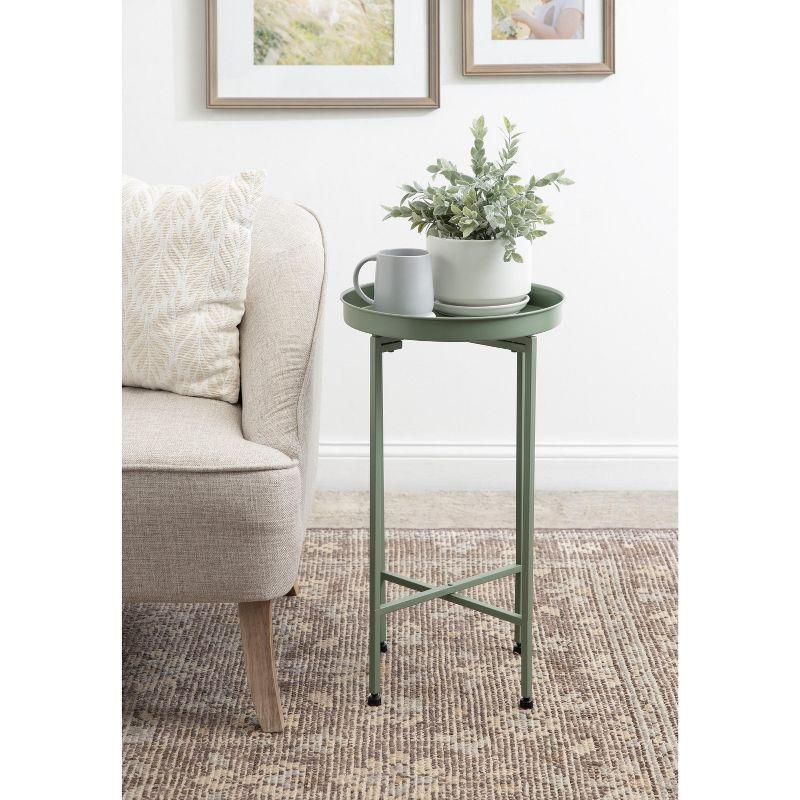 Kate and Laurel Deliah Round Metal Tea Table, 14.25x14.25x25.75, Green
