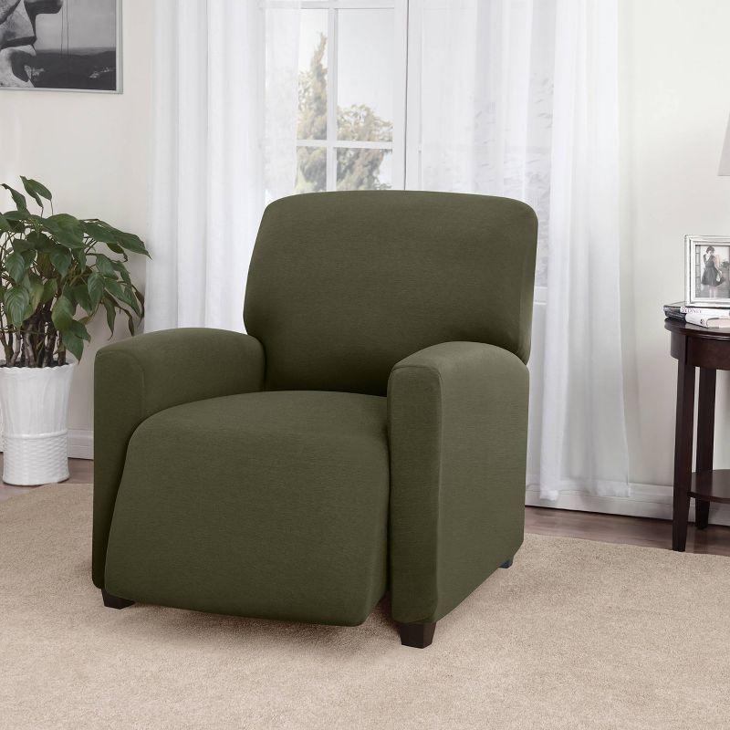 Jersey Large Recliner Slipcover Forest - Madison Industries: Elastic Fit, Polyester & Spandex, Indoor Use