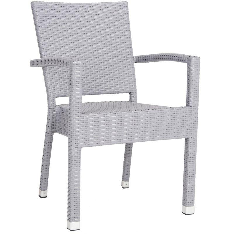 Kelda Stackable Arm Chair Indoor/Outdoor (Set Of 2) - PAT4004 - Grey - Safavieh