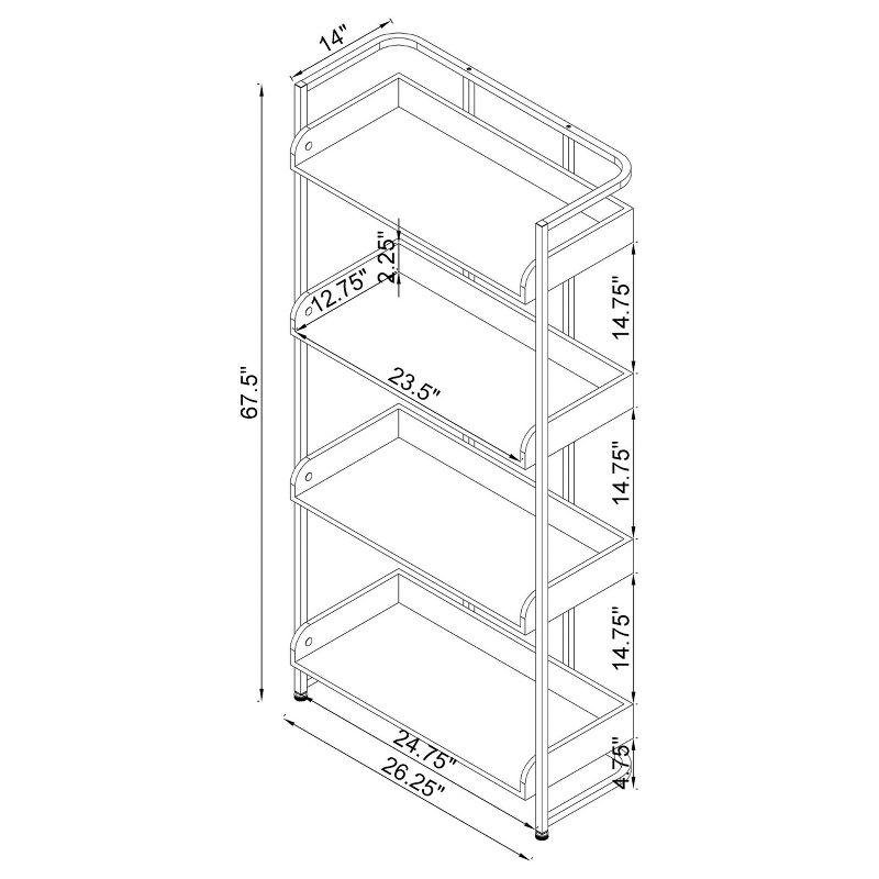 67.5" Ember 4 Shelf Bookcase White High Gloss - Coaster: Laminated, Modern Style, Includes Anti-Tip Hardware