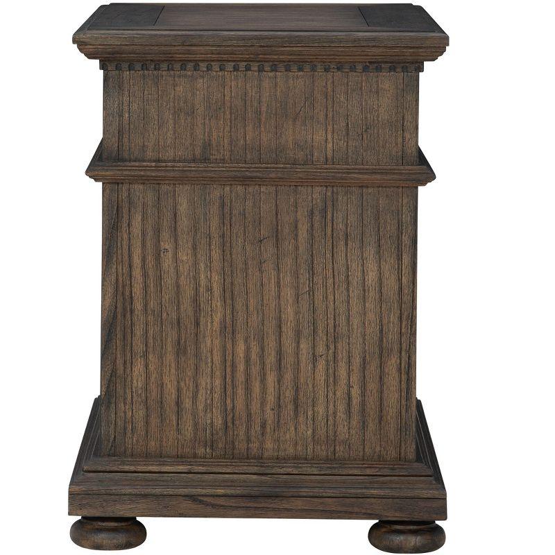 Traditional Brown Wood Rectangular End Table with Storage