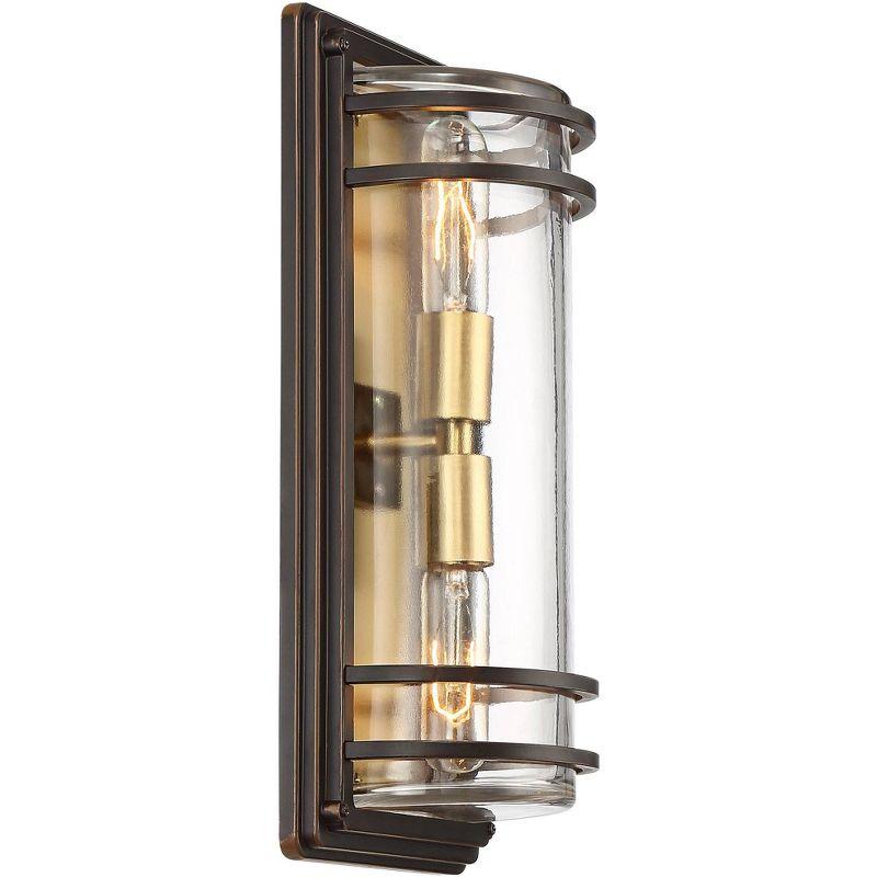 John Timberland Habitat Modern Outdoor Wall Light Fixture Bronze Warm Brass 16" Clear Glass for Post Exterior Barn Deck House Porch Yard Patio Home