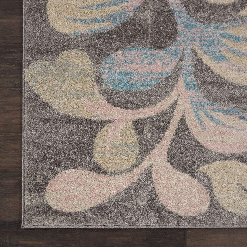 Nourison Tranquil 8' X 10' Grey/Beige Area Rug Contemporary Botanical Vine and Bloom by Nourison