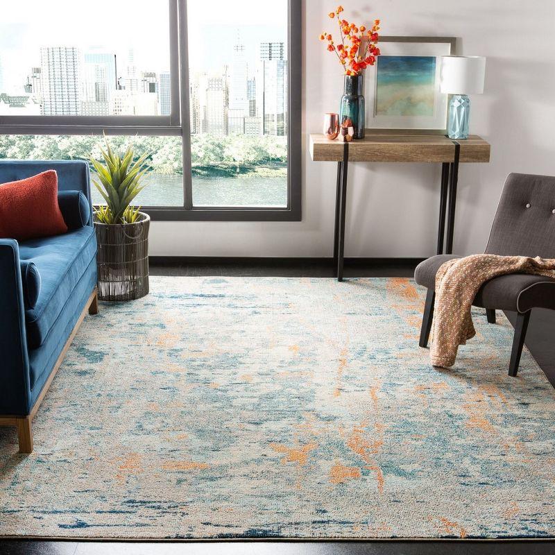 Elegance Reimagined Light Blue & Beige 8' x 10' Synthetic Area Rug