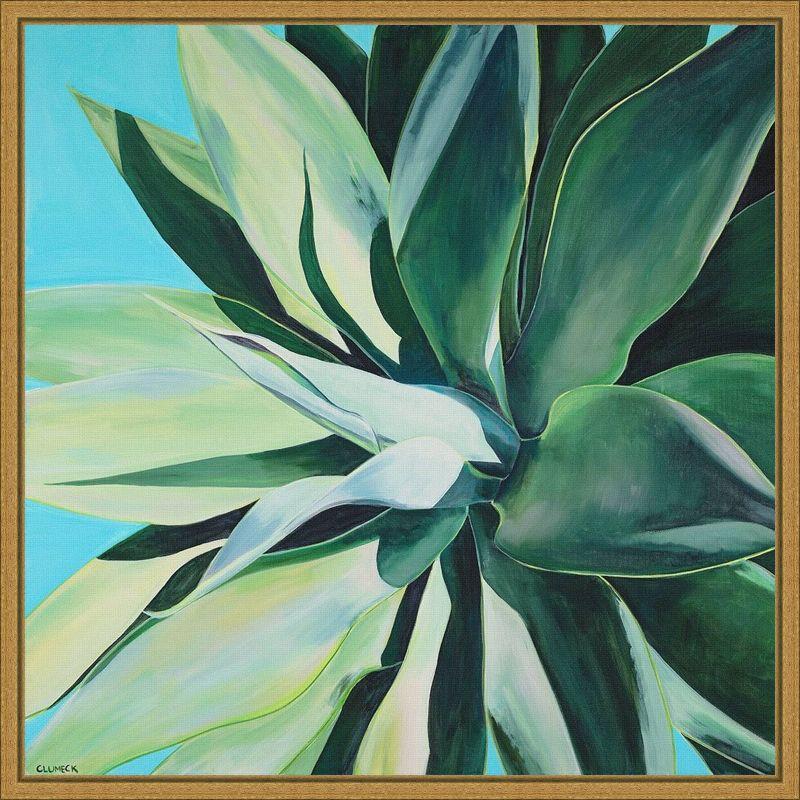 Lush Green Succulent Canvas Wall Art with Gold Frame