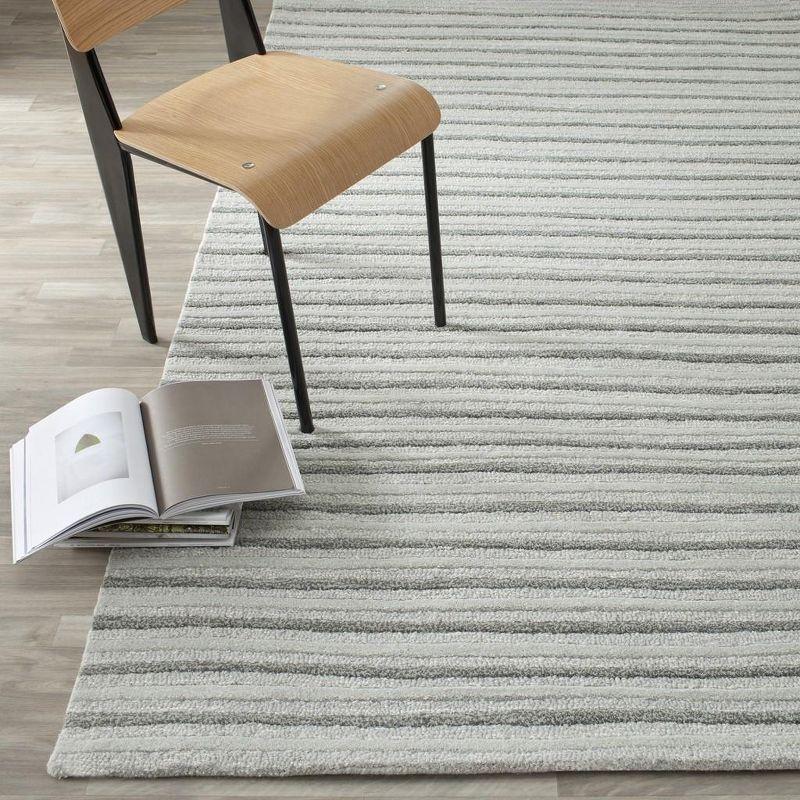 Martha Stewart Hand Drawn Stripe - MSR3619 - Indoor Hand Tufted Area Rugs - Nmbus Cloud Gry - 5'x8'