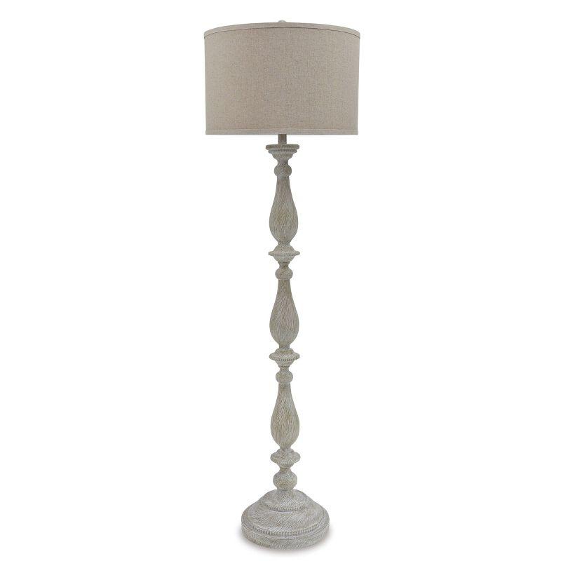 Bernadate Poly Floor Lamp Whitewash - Signature Design by Ashley: Resin Standing Lamp with 3-Way Switch