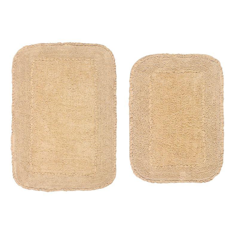 Set of 2 Radiant Collection Linen Cotton Ruffle Pattern Tufted Bath Rug Set - Home Weavers