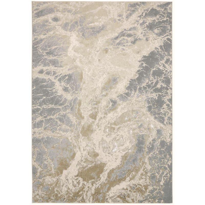 Aura Modern Abstract Ivory/Silver/Gold Area Rug