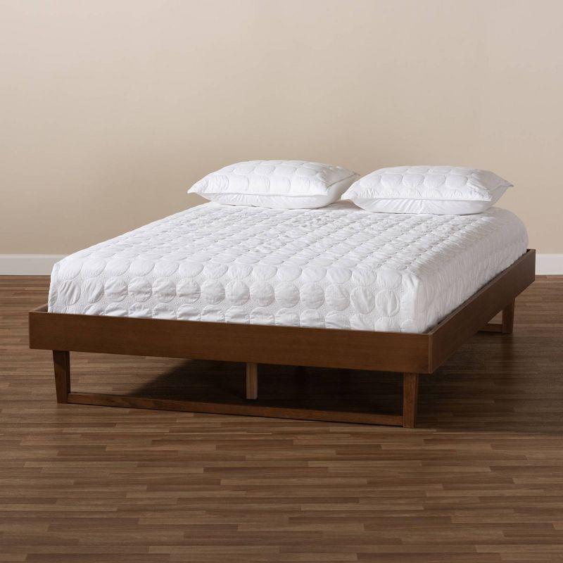 Baxton Studio King Liliya Wood Platform Bed Frame Brown: Rubberwood Construction, No Box Spring Needed, King Size