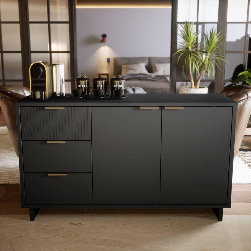 Granville Dark Gray Modern 3-Drawer Buffet Sideboard