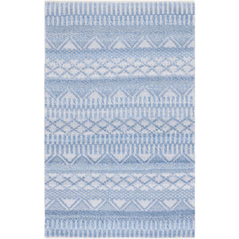 Coastal Breeze Blue Rectangular 3'x5' Flat Woven Wool Rug