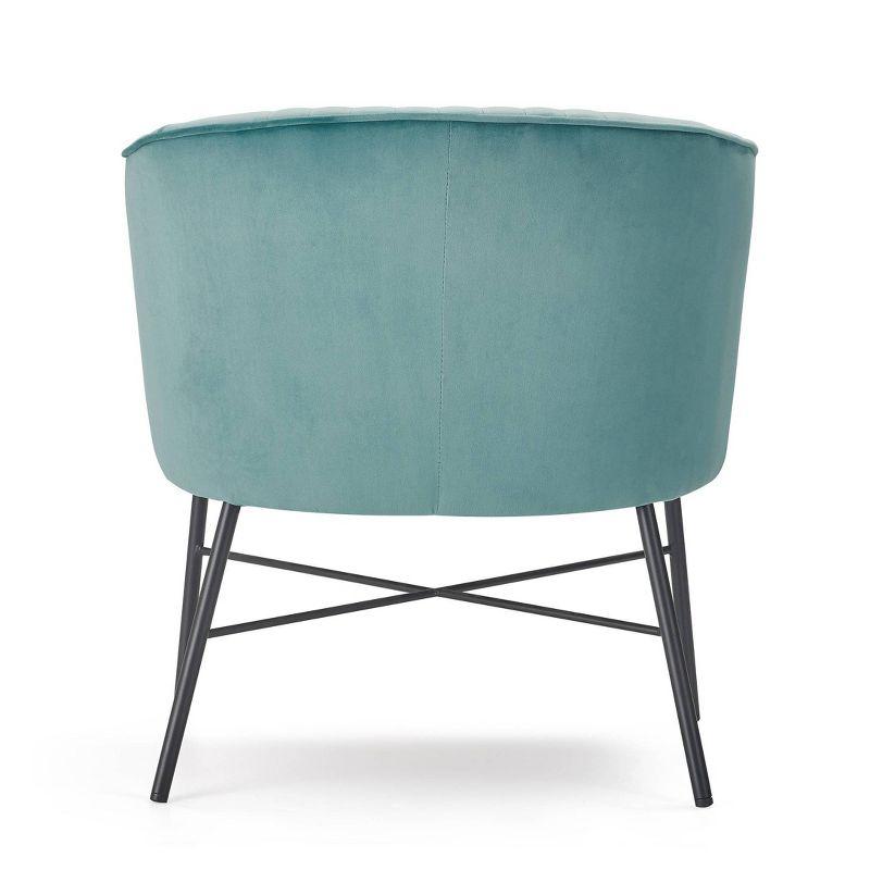 Leone Tufted Accent Chair Teal - Adore Decor: Modern Velvet, Sleek Metal Legs, Bedroom & Living Room Seating