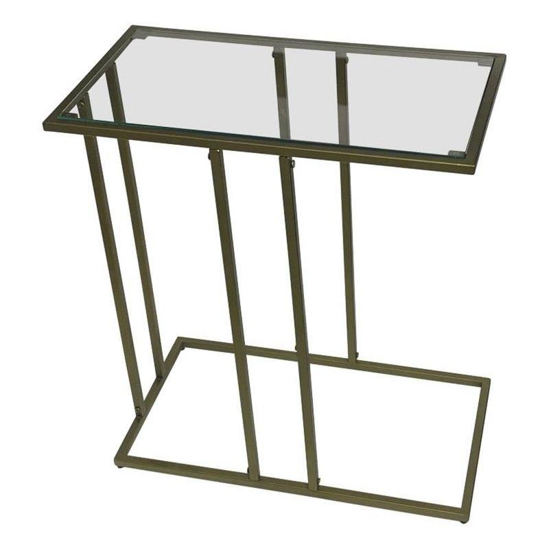 Carolina Living Serena End Table - Tempered Clear Glass - Antique Gold