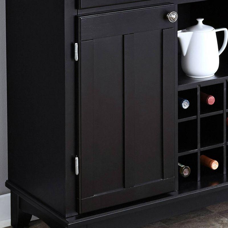 Elegant Black Hardwood Buffet Server with Stainless Steel Top