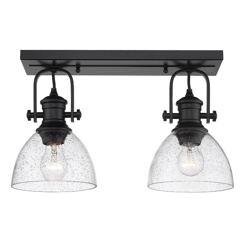 Golden Lighting Hines 2-Light Semi-flush in Matte Black with Seeded Glass
