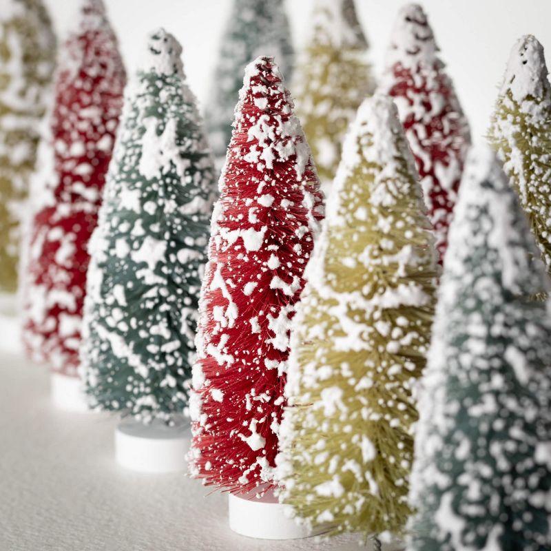 5.25" Multicolor Bottlebrush Tabletop Christmas Tree Set