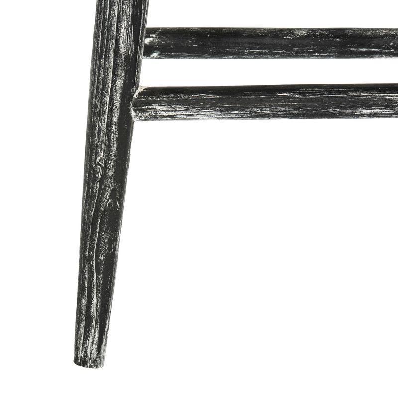Colton Wood Counter Stool - Black/White Wash/Sungkai Wood - Safavieh