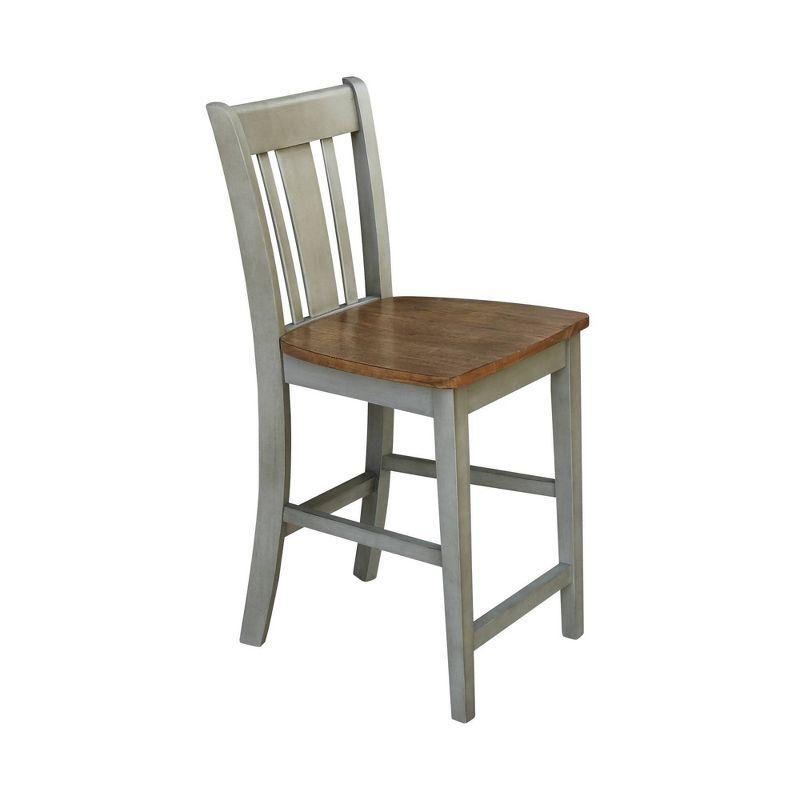 Distressed Hickory and Stone 24" Solid Wood Counter Stool