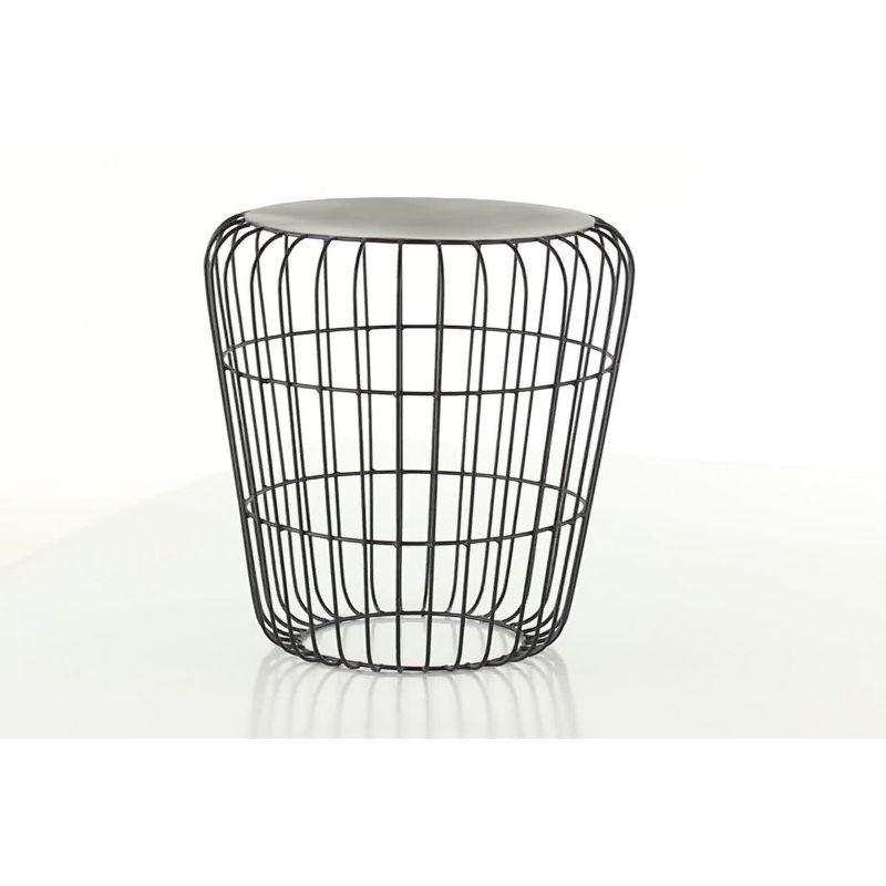 Black Round Metal Industrial Accent Table