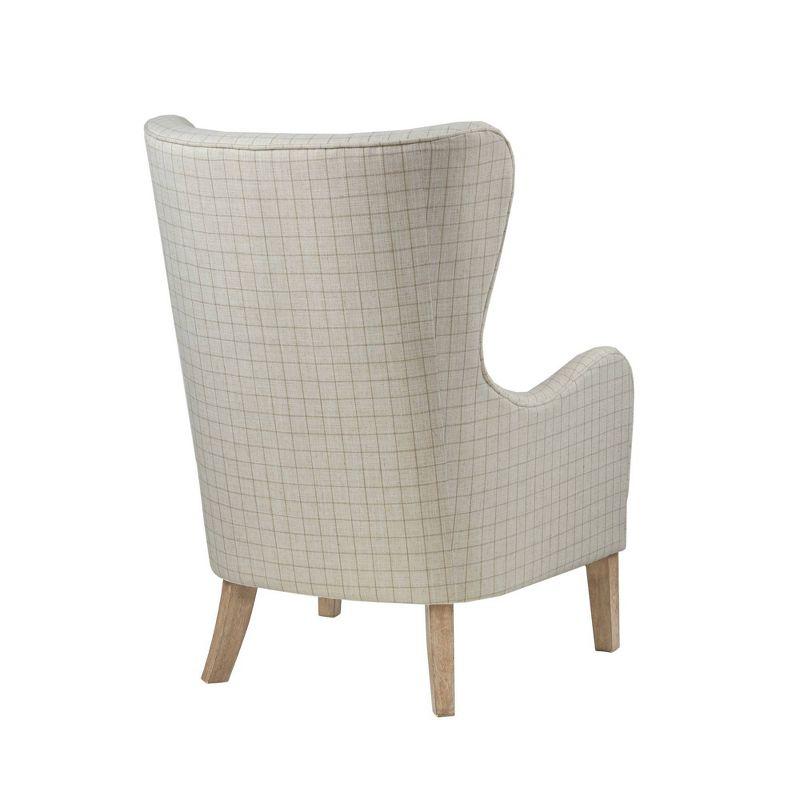 Madison Park Aria Swoop Upholstered Wing Chair Linen: Polyester, Removable Cushions, Wood Legs