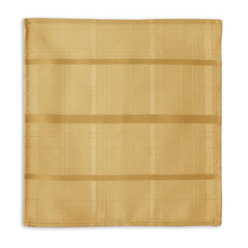 Elegance Plaid Stain Resistant Napkin Set of 4 - 17" x 17" - Ribbon Gold - Elrene Home Fashions