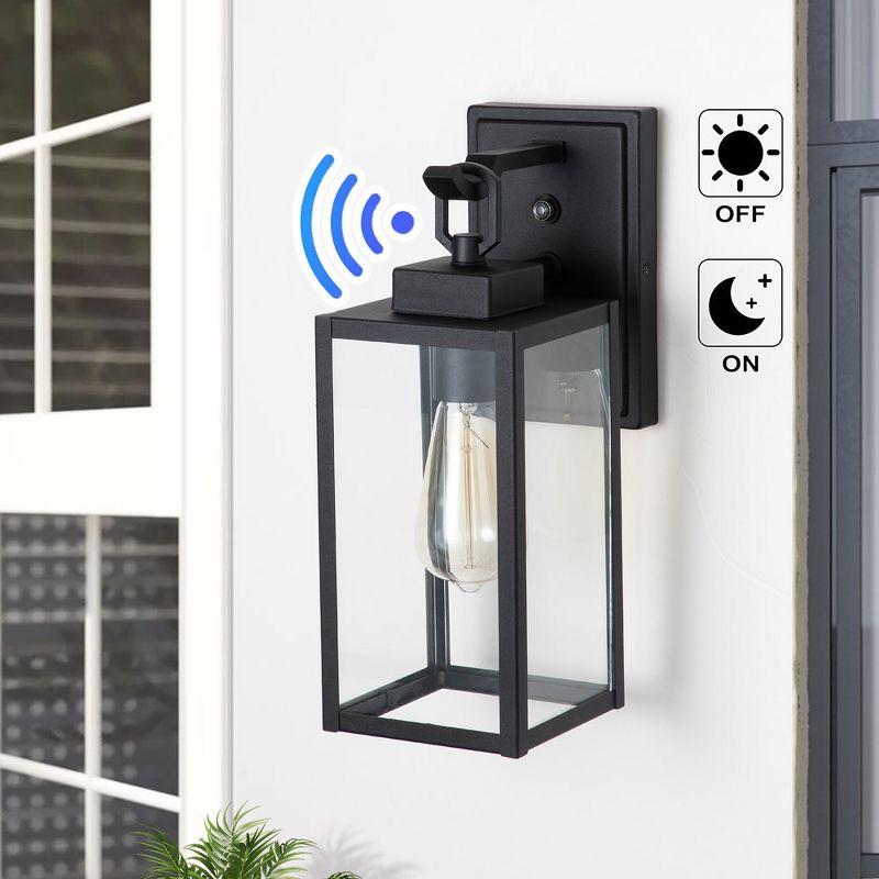 C Cattleya 1-Light Matte Black Dusk to Dawn Outdoor Wall Lantern Sconce